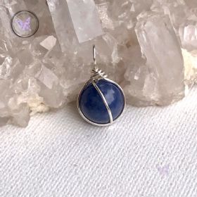 Blue Aventurine Silver Wire Sphere Pendant